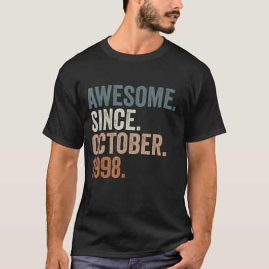 Geweldige sinds oktober 1998 24 jaar 24e geboorte t-shirt (Voorkant)