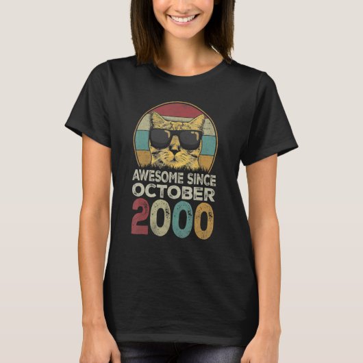 Geweldige sinds oktober 2000 22e geboortecat t-shirt (Voorkant)