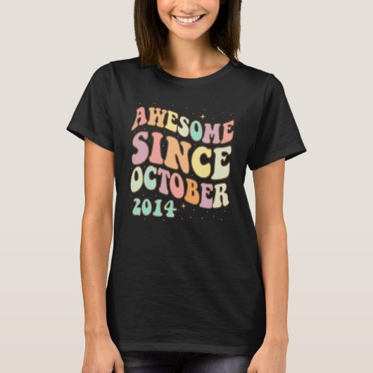 Geweldige sinds oktober 2014 8th Birthday Retro T-shirt (Voorkant)