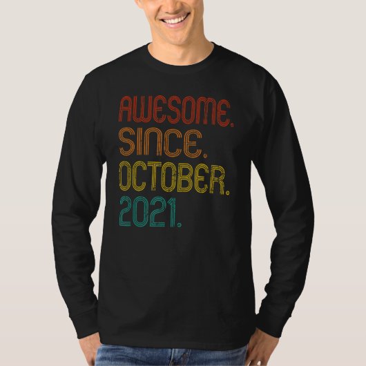 Geweldige sinds oktober 2021 Retro 1 jaar oud 1st  T-shirt (Voorkant)