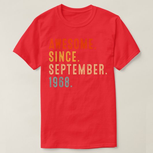 Geweldige sinds september 1968 54e verjaardag t-shirt (Design voorkant)