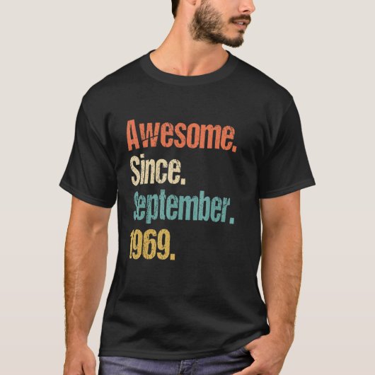 Geweldige sinds september 1969 53ste Vintage T-shirt (Voorkant)