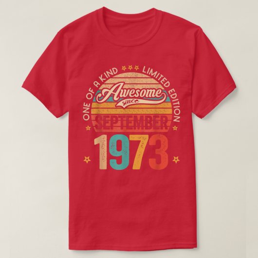Geweldige sinds september 1973 49 jaar oud 49e bil t-shirt (Design voorkant)