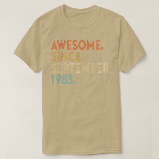 Geweldige sinds september 1983 39e verjaardag t-shirt (Design voorkant)