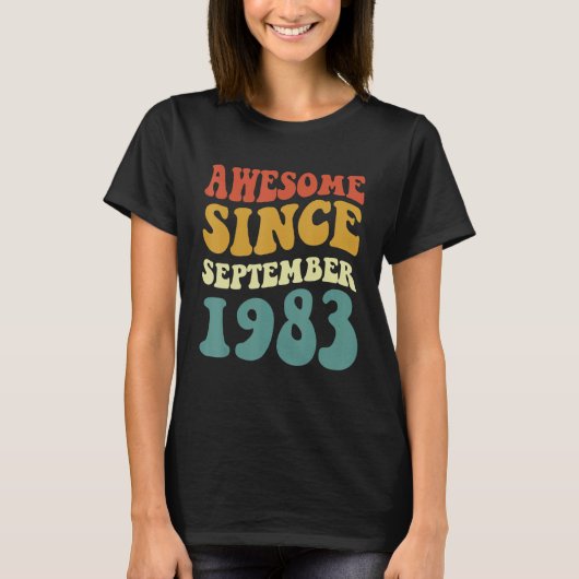 Geweldige sinds september 1983 Retro Groovy 39 jaa T-shirt (Voorkant)