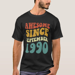 Geweldige sinds september 1990 Retro Groovy 32 jaa T-shirt