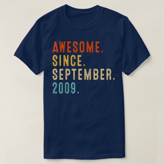 Geweldige sinds september 2009  13e verjaardag t-shirt (Design voorkant)