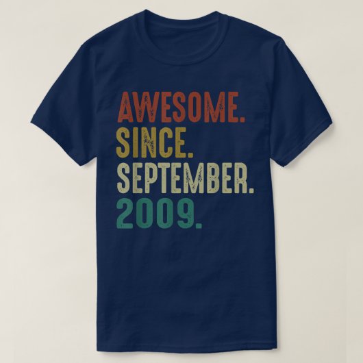 Geweldige sinds september 2009 13e verjaardag t-shirt (Design voorkant)