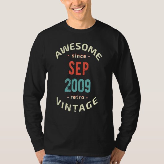 Geweldige sinds september 2009, retro 200 t-shirt (Voorkant)