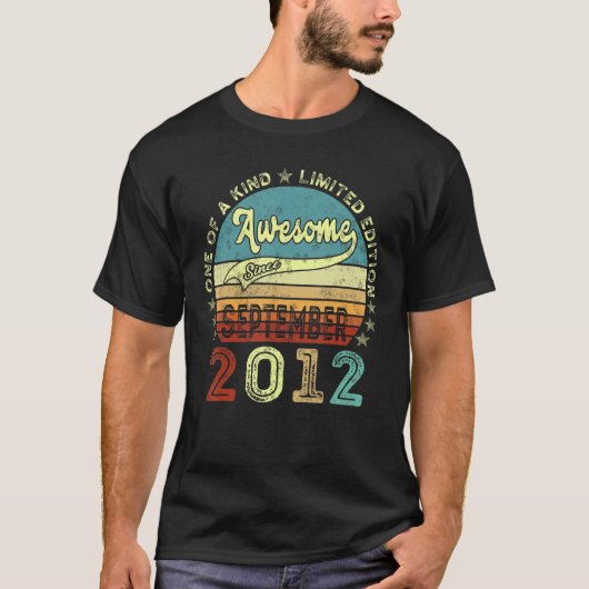 Geweldige sinds september 2012 10e verjaardag 10e t-shirt (Voorkant)