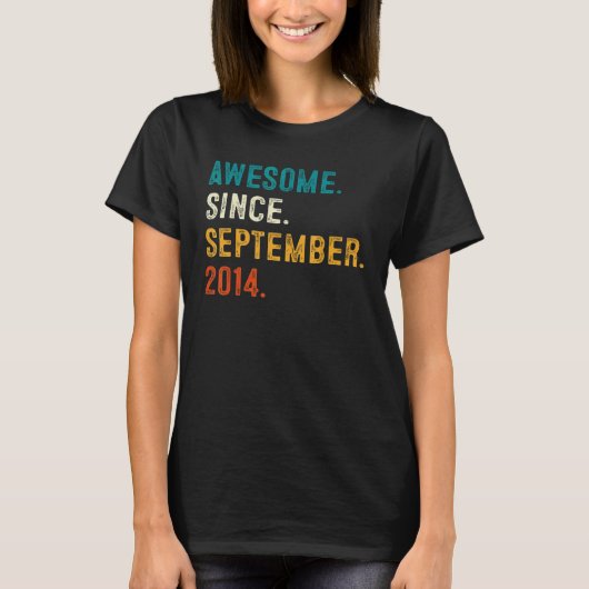 Geweldige sinds september 2014 8e dag 8 jaar oud t-shirt (Voorkant)
