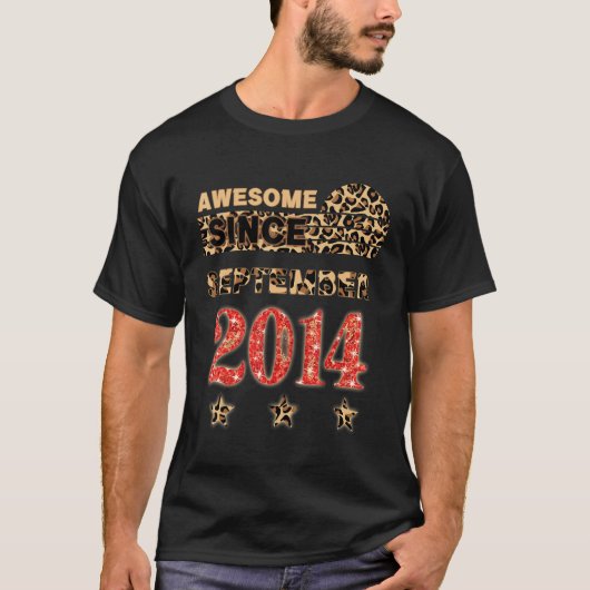 Geweldige sinds september 2014 Leopard Birthday Se T-shirt (Voorkant)