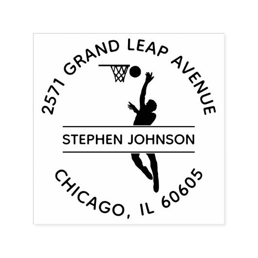 Geweldige Slam Dunk Basketbal Ronde Retouradres Zelfinktende Stempel (Design)
