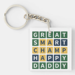 GEWELDIGE SLIMME KAMPioen GELUKKIGE PAPPIE Wordle Sleutelhanger