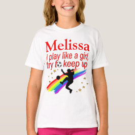 GEWELDIGE SPELEN ALS EEN MEISJE VOETBAL GEPERSONAL T-SHIRT