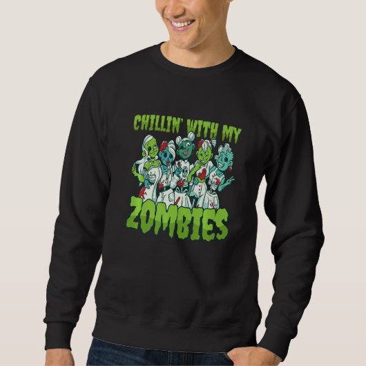 Geweldige Spooky Zombie Chicas Kostuum Chillin Met Trui (Voorkant)