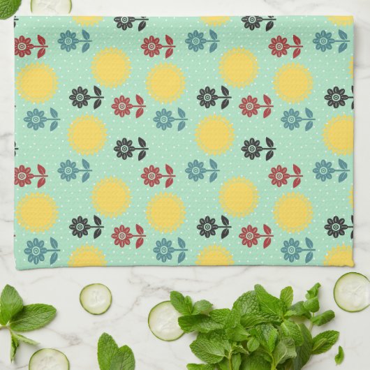 Geweldige Spring & Summer Flower Pattern Keuken To Theedoek (Gevouwen)