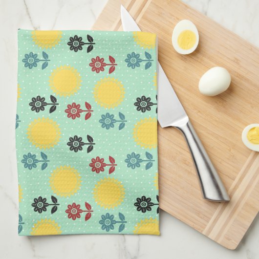 Geweldige Spring & Summer Flower Pattern Keuken To Theedoek (Quarter Fold)