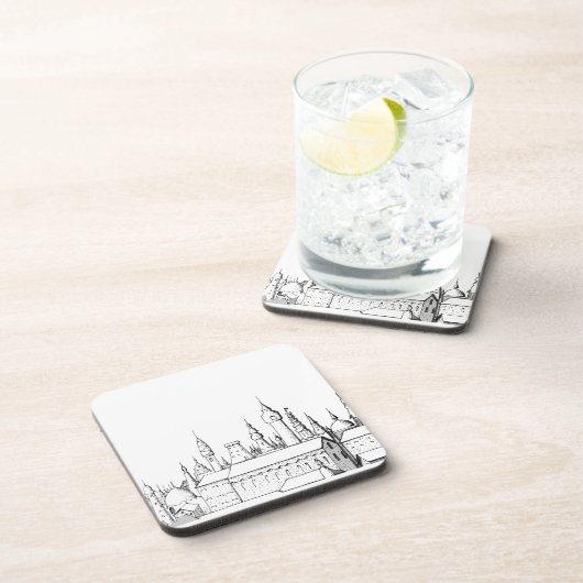 geweldige stad . kunstwerk . zwart - wit bier onderzetter (Rechterzijde)