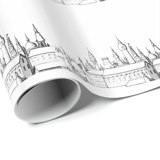 geweldige stad . kunstwerk . zwart - wit cadeaupapier (Rol Hoek)