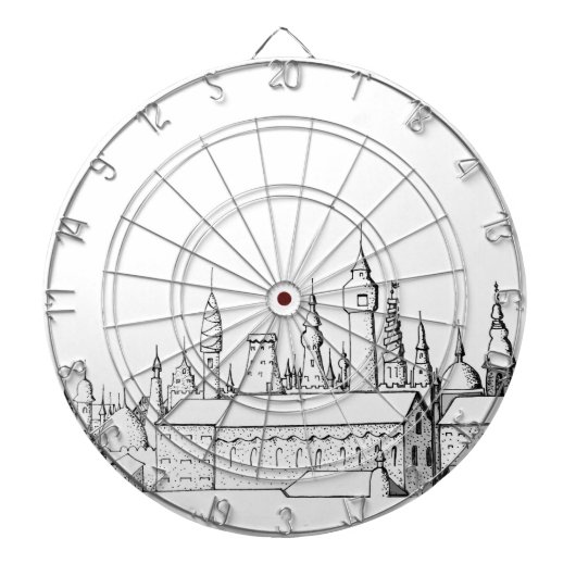 geweldige stad . kunstwerk . zwart - wit dartbord (Voorkant)