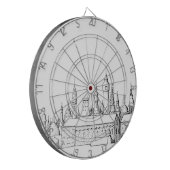 geweldige stad . kunstwerk . zwart - wit dartbord (Voorkant Links)