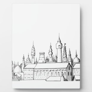 geweldige stad . kunstwerk . zwart - wit fotoplaat