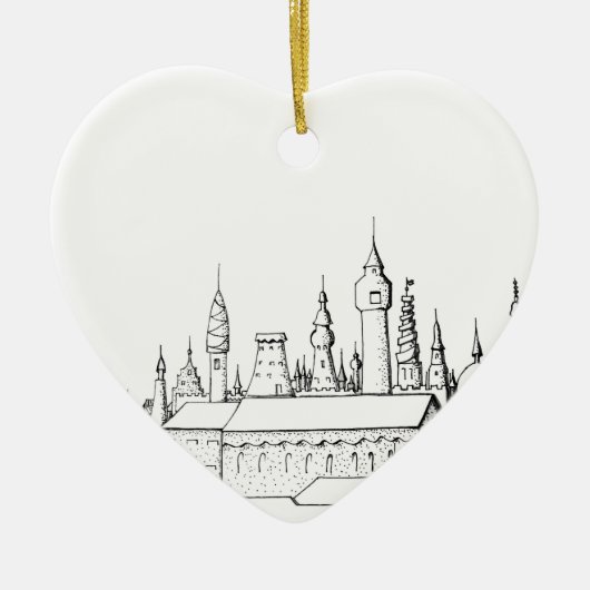 geweldige stad . kunstwerk . zwart - wit keramisch ornament (Voorkant)