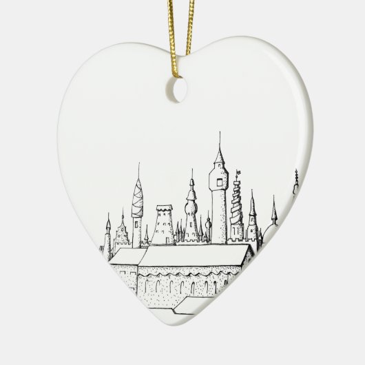 geweldige stad . kunstwerk . zwart - wit keramisch ornament (Links)