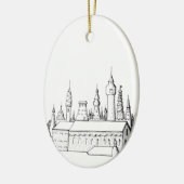 geweldige stad . kunstwerk . zwart - wit keramisch ornament (Links)