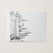 geweldige stad . kunstwerk . zwart - wit legpuzzel (Horizontaal)