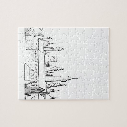 geweldige stad . kunstwerk . zwart - wit legpuzzel (Horizontaal)