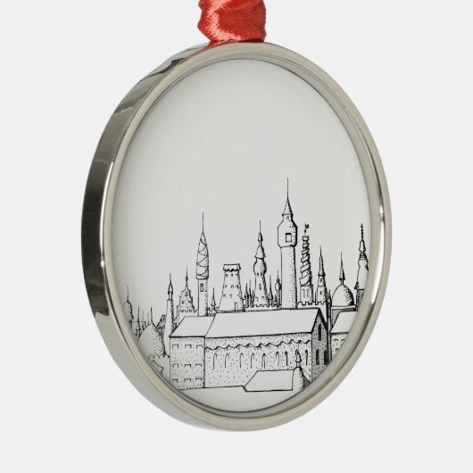 geweldige stad . kunstwerk . zwart - wit metalen ornament (Rechts)