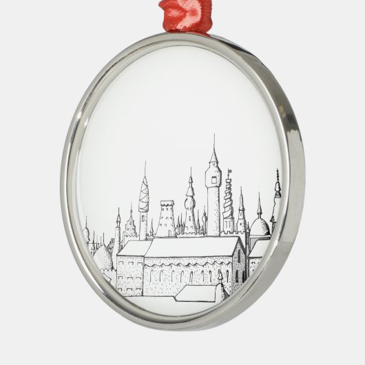 geweldige stad . kunstwerk . zwart - wit metalen ornament (Links)