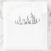 geweldige stad . kunstwerk . zwart - wit ovale sticker (Tas)