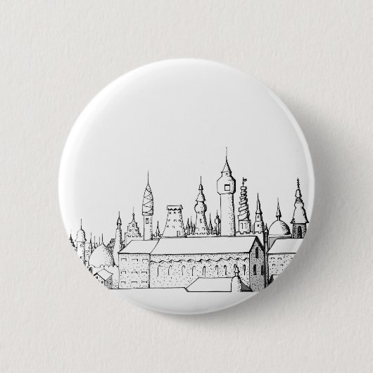 geweldige stad . kunstwerk . zwart - wit ronde button 5,7 cm (Voorkant)