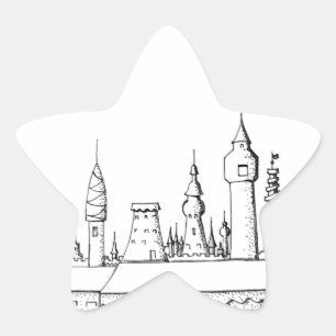 geweldige stad . kunstwerk . zwart - wit ster sticker