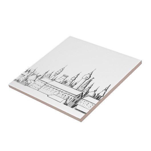 geweldige stad . kunstwerk . zwart - wit tegeltje (Zijkant)