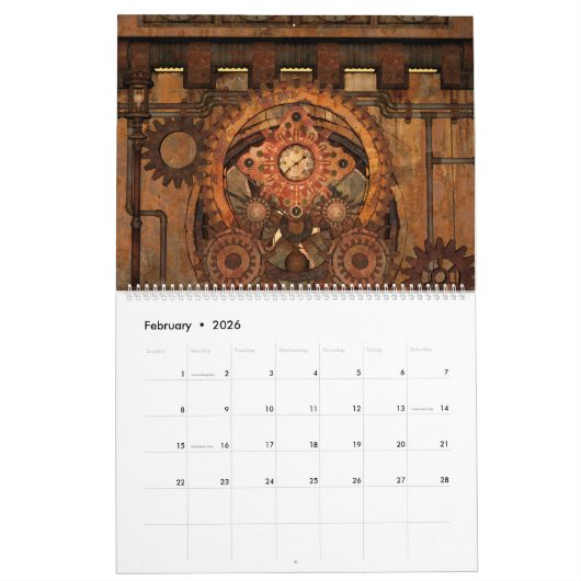 Geweldige steampunk-design kalender (Feb 2026)