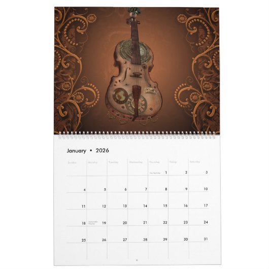 Geweldige steampunk-design kalender (Jan 2026)