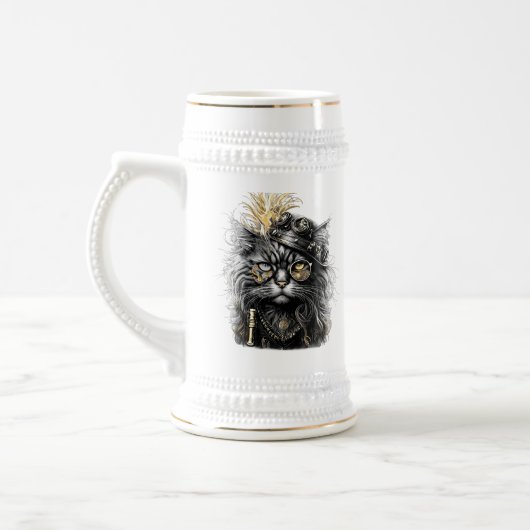 Geweldige Steampunk Kat  Bierpul (Links)
