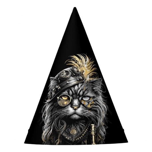 Geweldige Steampunk Kat Feesthoedjes (Voorkant)