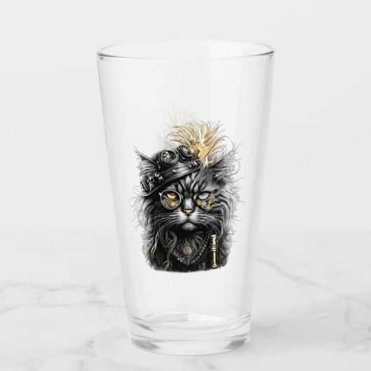 Geweldige Steampunk Kat  Glas (Voorkant)