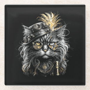 Geweldige Steampunk Kat Glazen Onderzetter