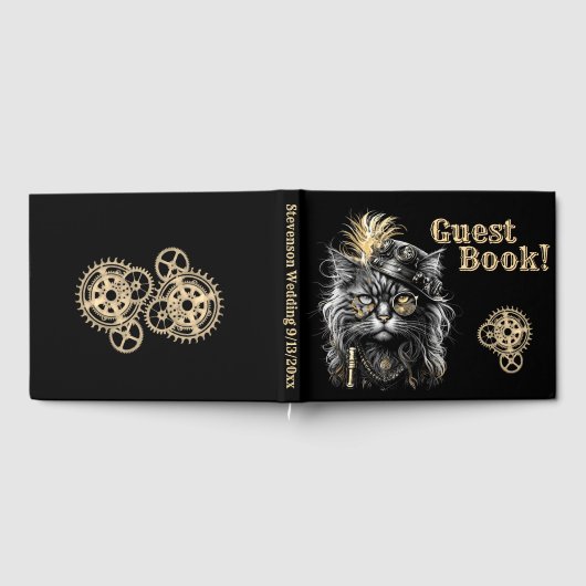 Geweldige Steampunk Kat Informatie Rug Gastenboek (Volledig)