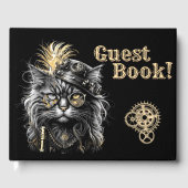 Geweldige Steampunk Kat Informatie Rug Gastenboek (Voorkant)
