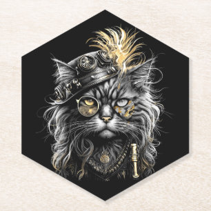 Geweldige Steampunk Kat Kartonnen Onderzetters