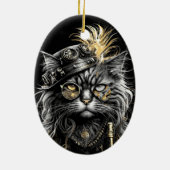 Geweldige Steampunk Kat Keramisch Ornament (Achterkant)