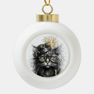 Geweldige Steampunk Kat Keramische Bal Ornament