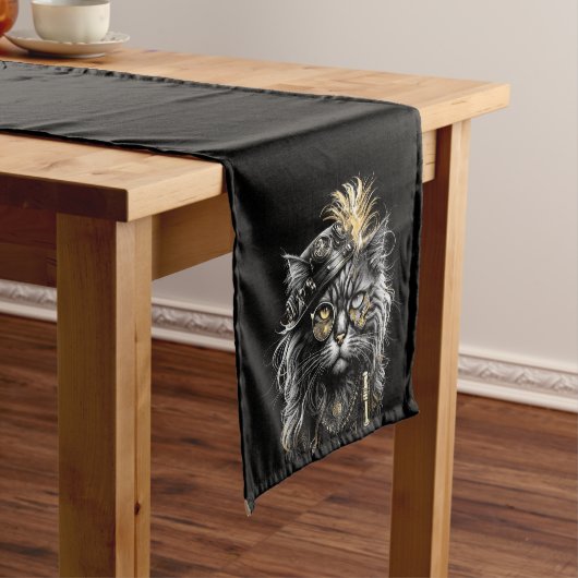 Geweldige Steampunk Kat  Medium Tafelloper (Voorbeeld)